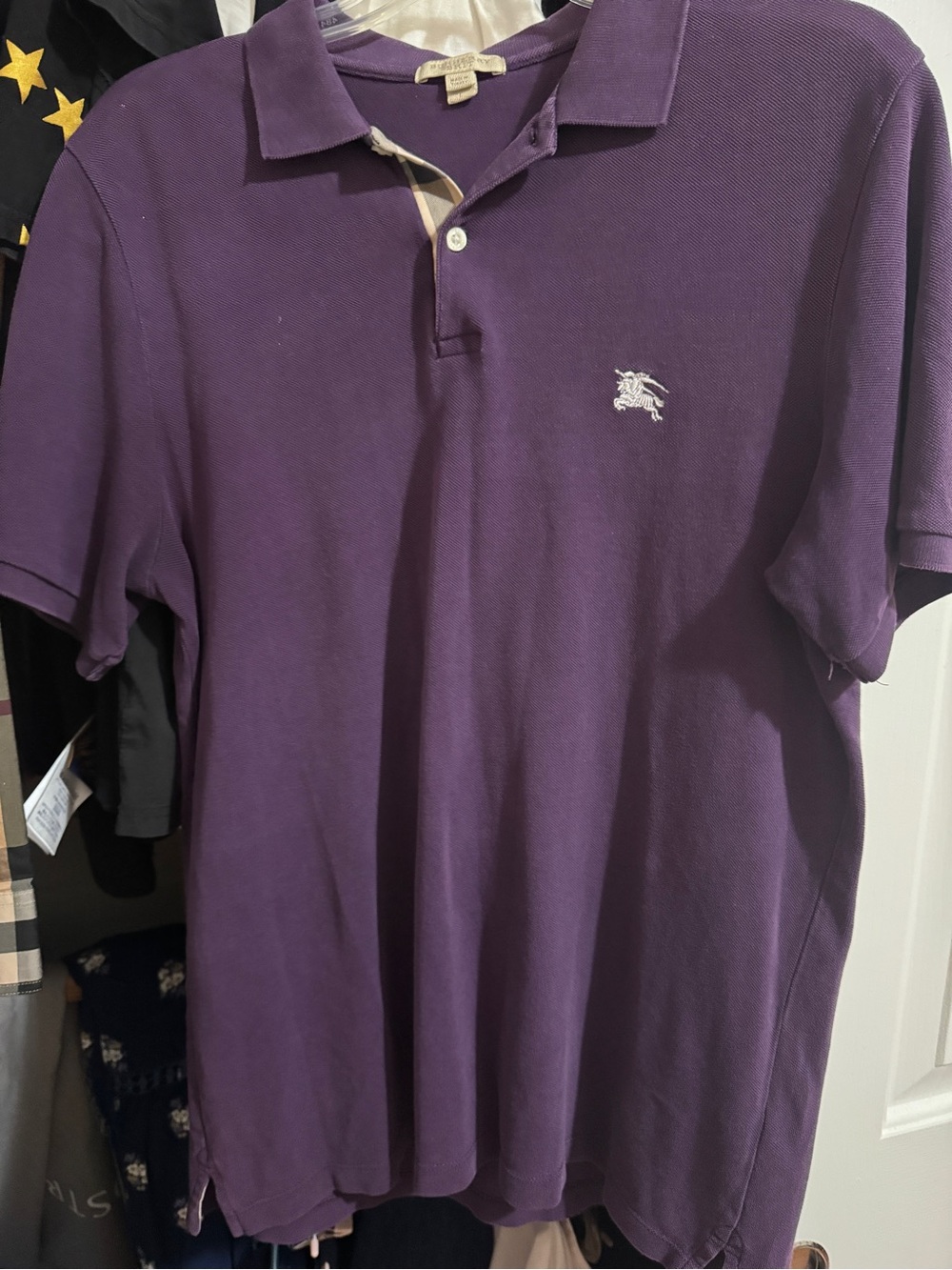 Burberry Purple Polo with Embroidered Rider Logo - Men